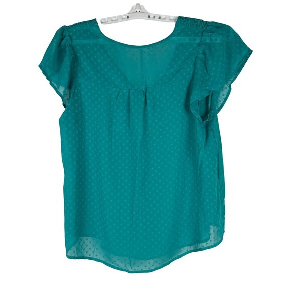 Women's Teal Polka Dot V-Neck Blouse Size 1X - Picture 2 of 4